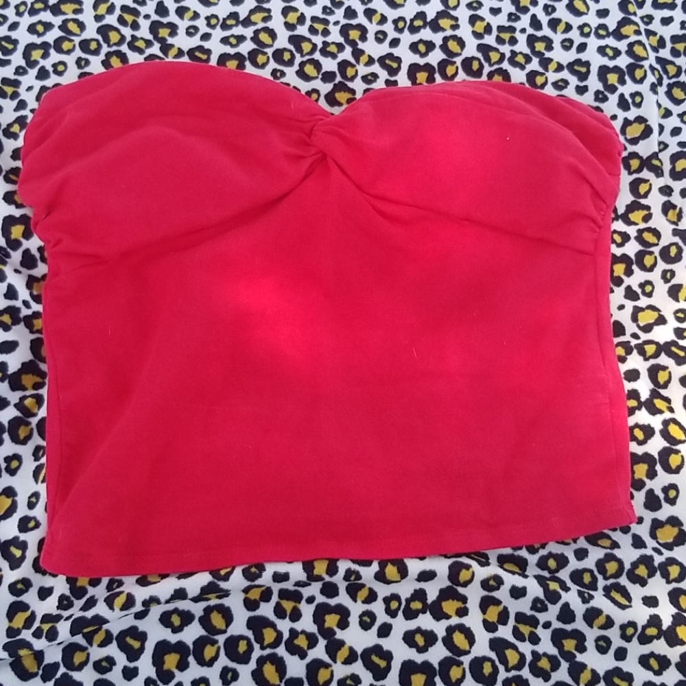 Red cropped tube top